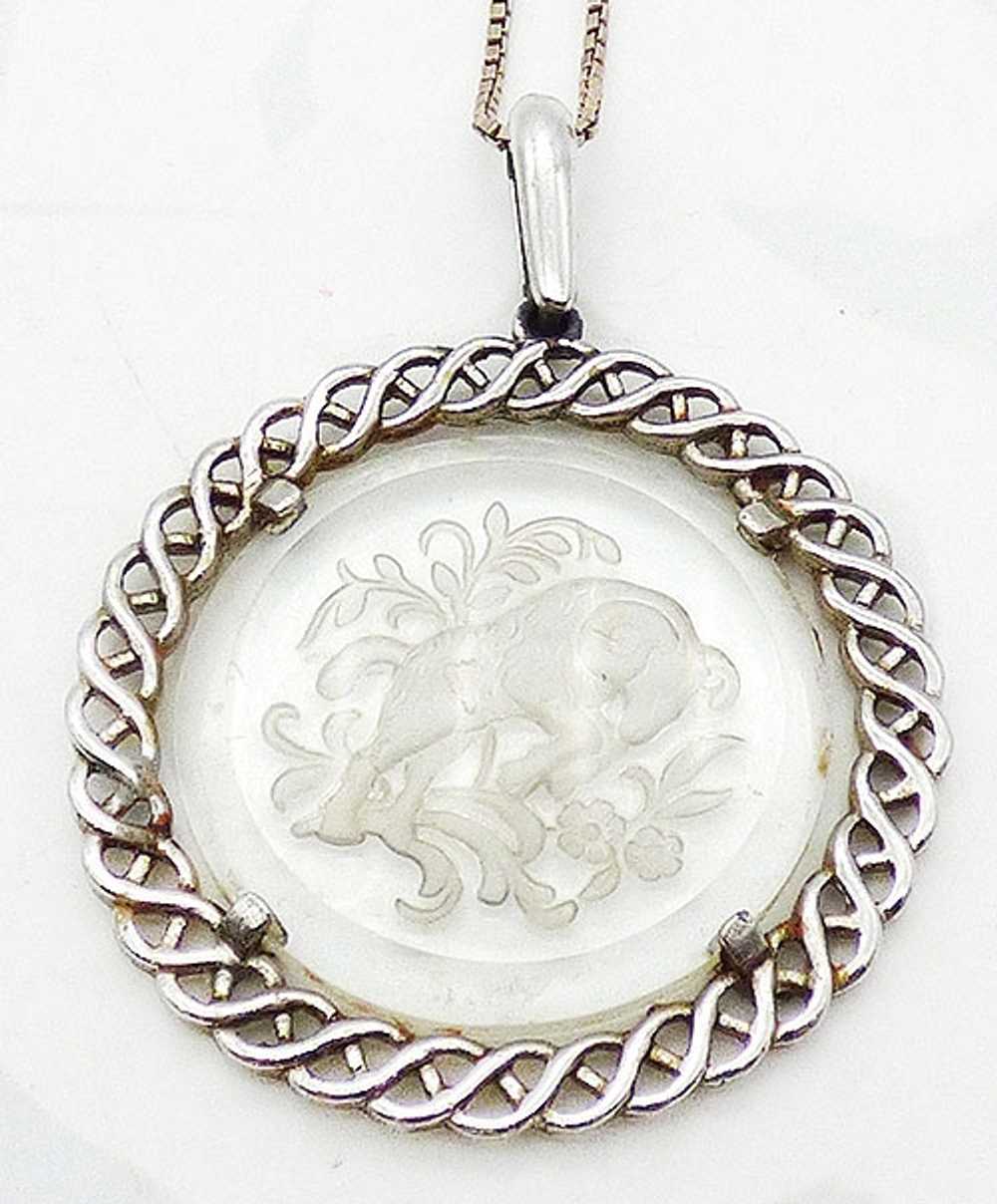 Trifari Glass Intaglio Aries Pendant - image 1