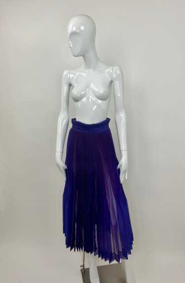 Issey Miyake Iridescent Purple Pleated Midi Skirt 