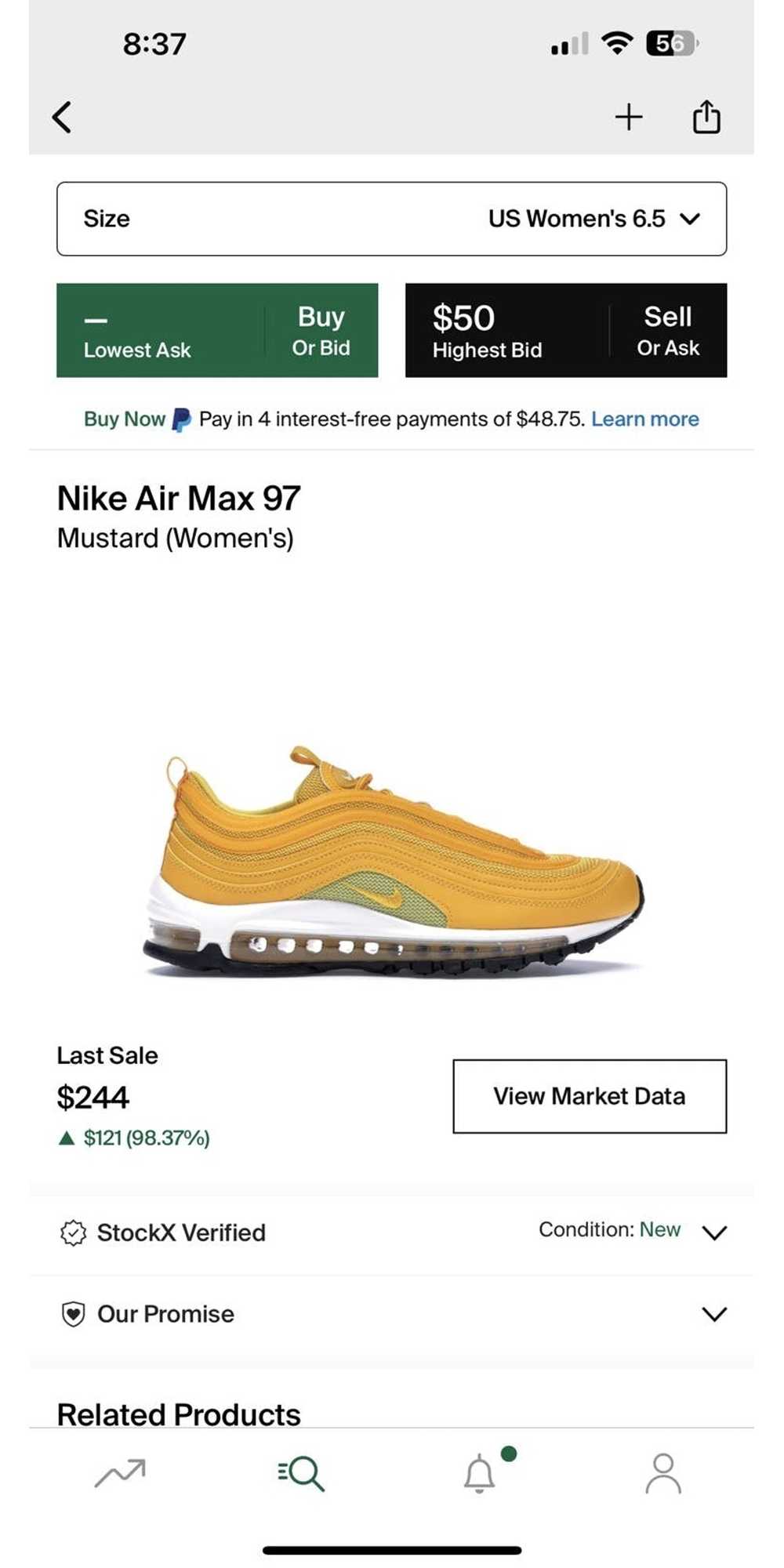 Nike Mustard Air Max 97s W6.5 - image 9