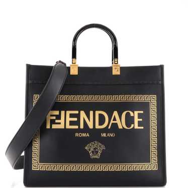 Fendi X Versace Fendace Black Logo Print Camera Case Leather ref.622616 -  Joli Closet