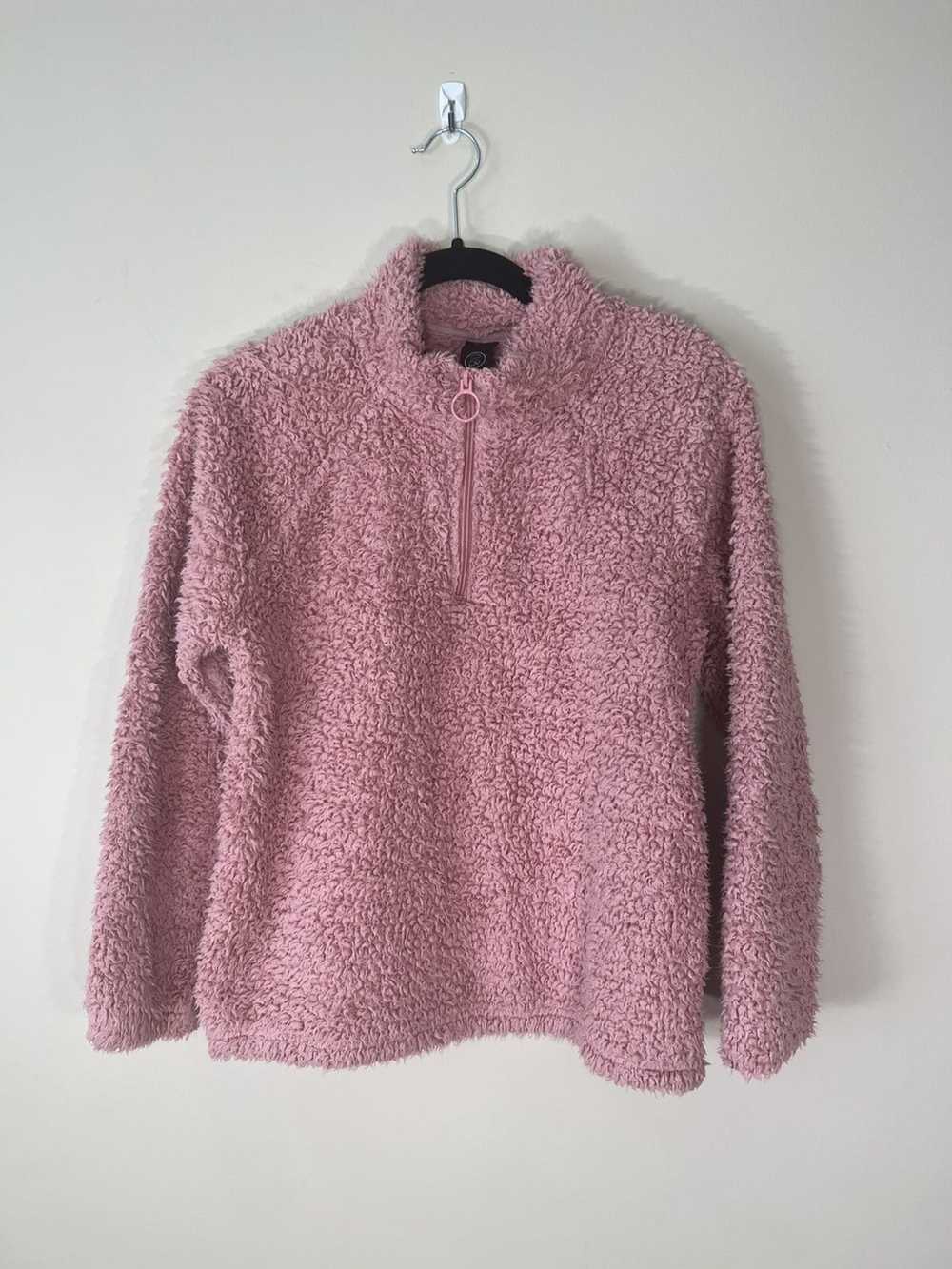 Urban Outfitters Light Pink Sherpa Quarter Zip - Gem