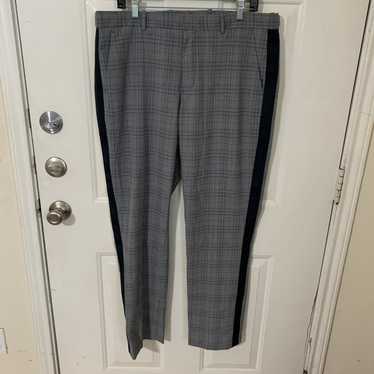 Perry Ellis Navy Blue Windowpane Plaid Fleece Pajamas Lounge Pants Men's  Size M