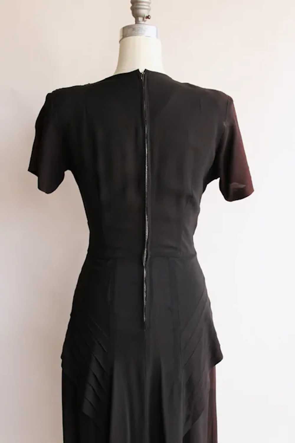 Vintage 1940s Dress / Black Rayon Dress With Sout… - image 6