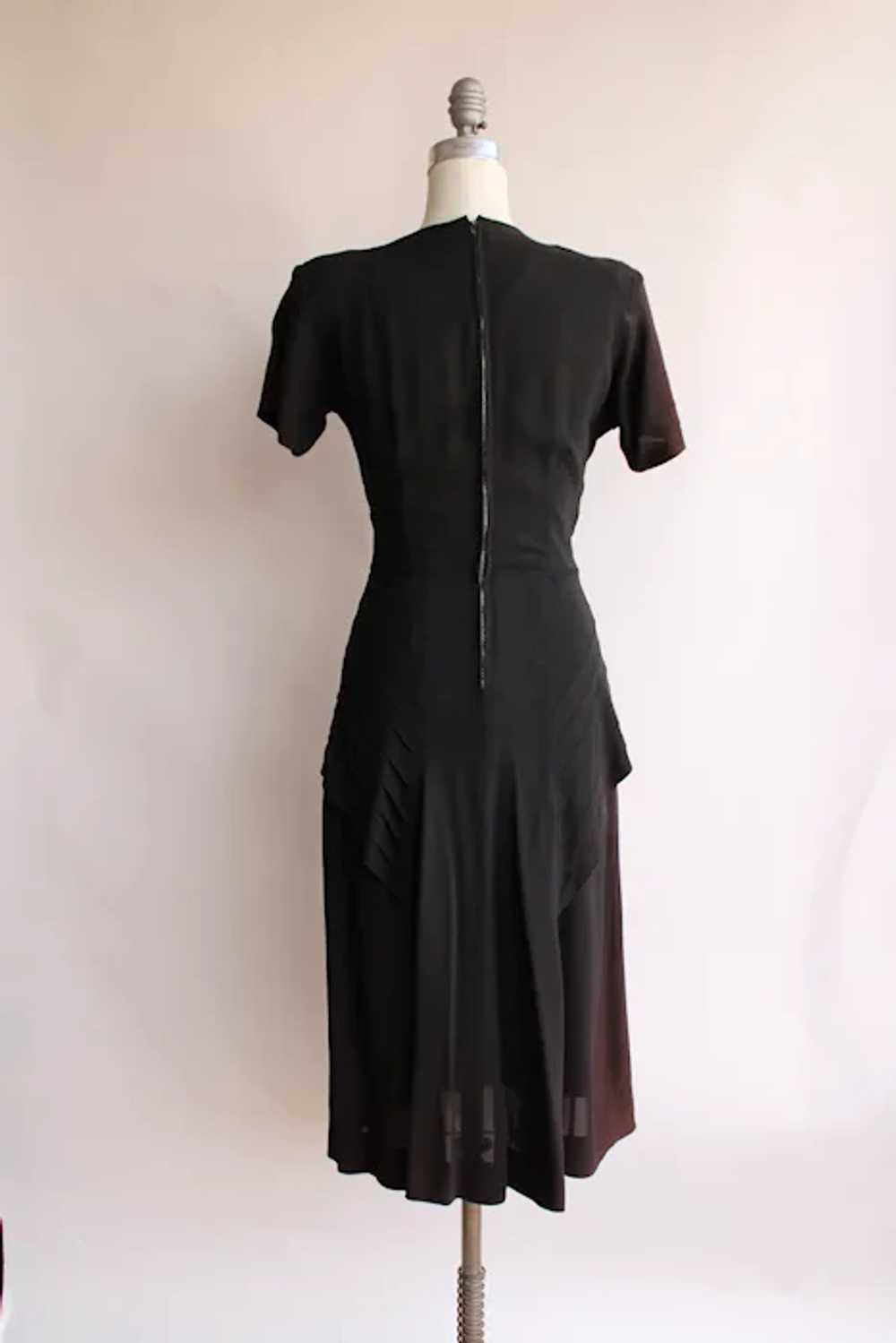 Vintage 1940s Dress / Black Rayon Dress With Sout… - image 7