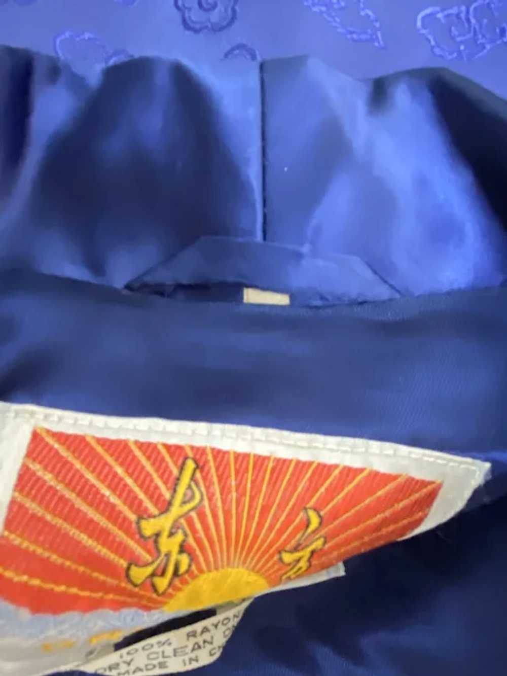 Vintage Men’s Asian Blue Brocade Smoking Jacket - image 6