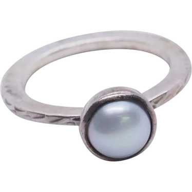 Button Pearl Sterling Silver Ring