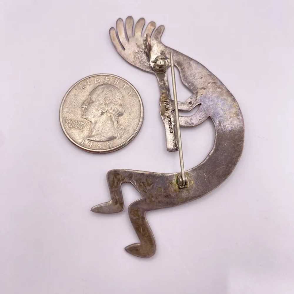 Navajo Big Kokopelli Pendant Brooch Sterling Silv… - image 2