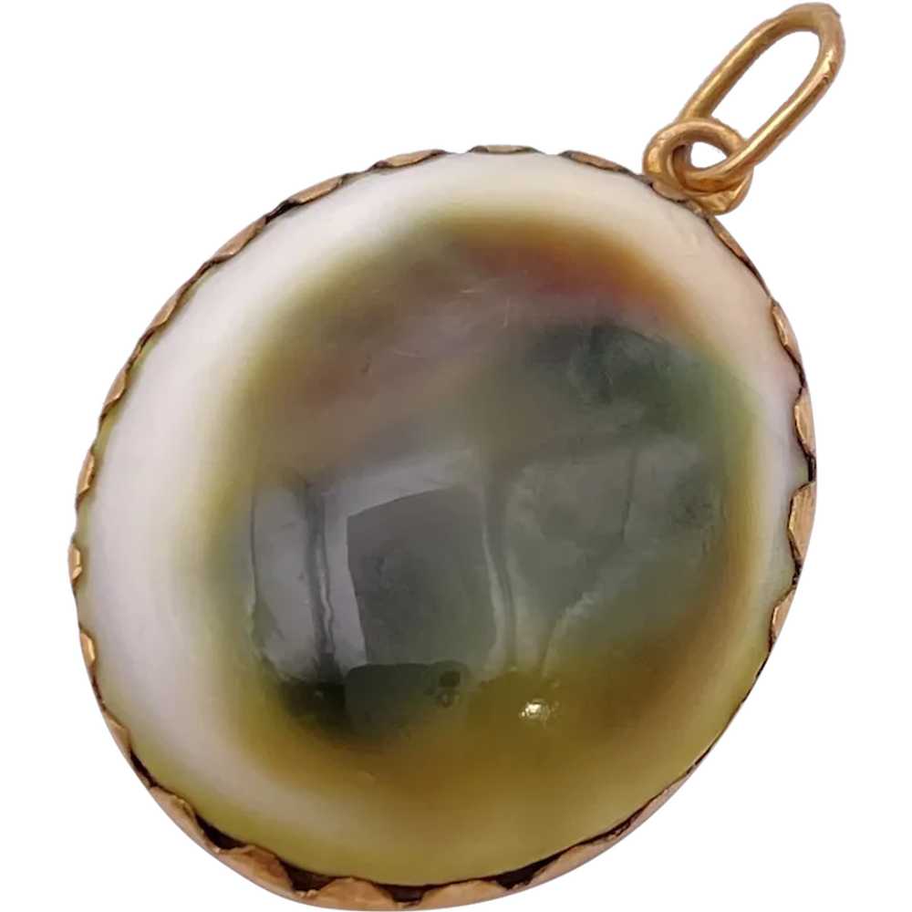 Victorian Operculum Evil Eye Protective Amulet 14… - image 1