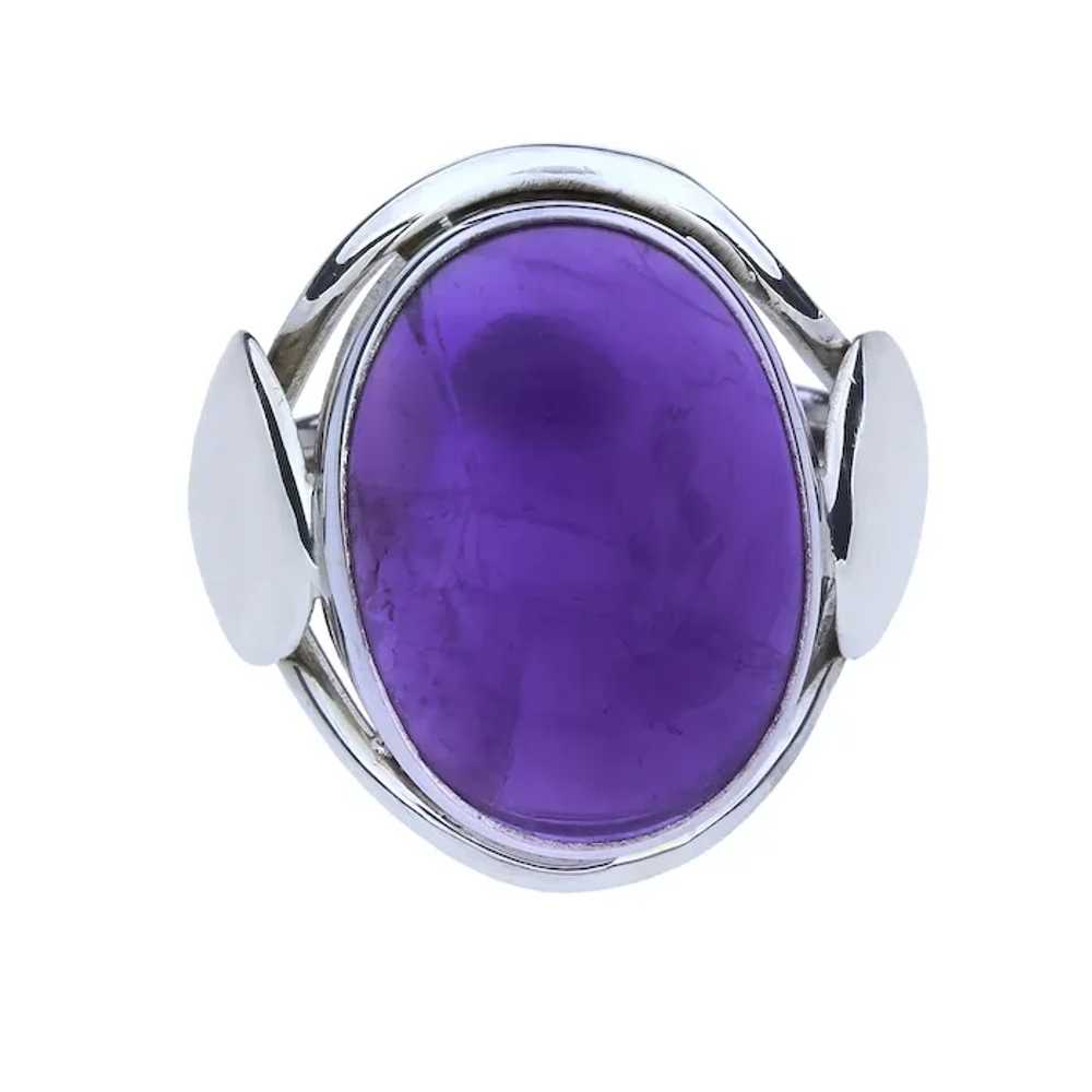 Sterling Silver 11.36ct Oval Amethyst Cabochon Ri… - image 3