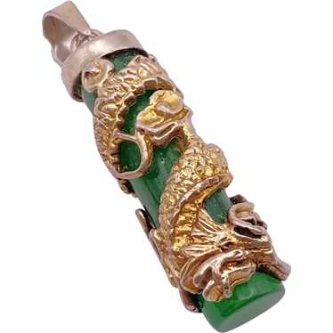 Dragon or Serpent Wrapped Chrysoprase Barrel Penda