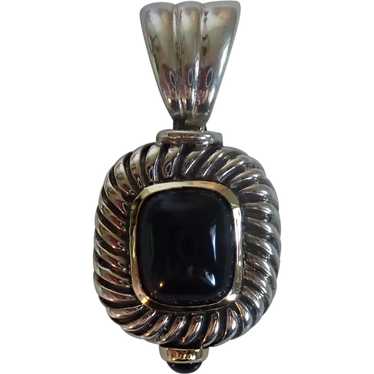 *Vintage Italy ALS 925 18K Onyx Pendant