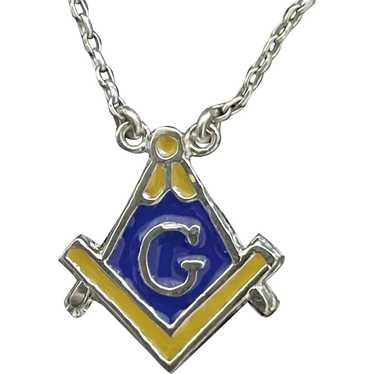 Masonic .925 Silver Enamel Pendant - image 1