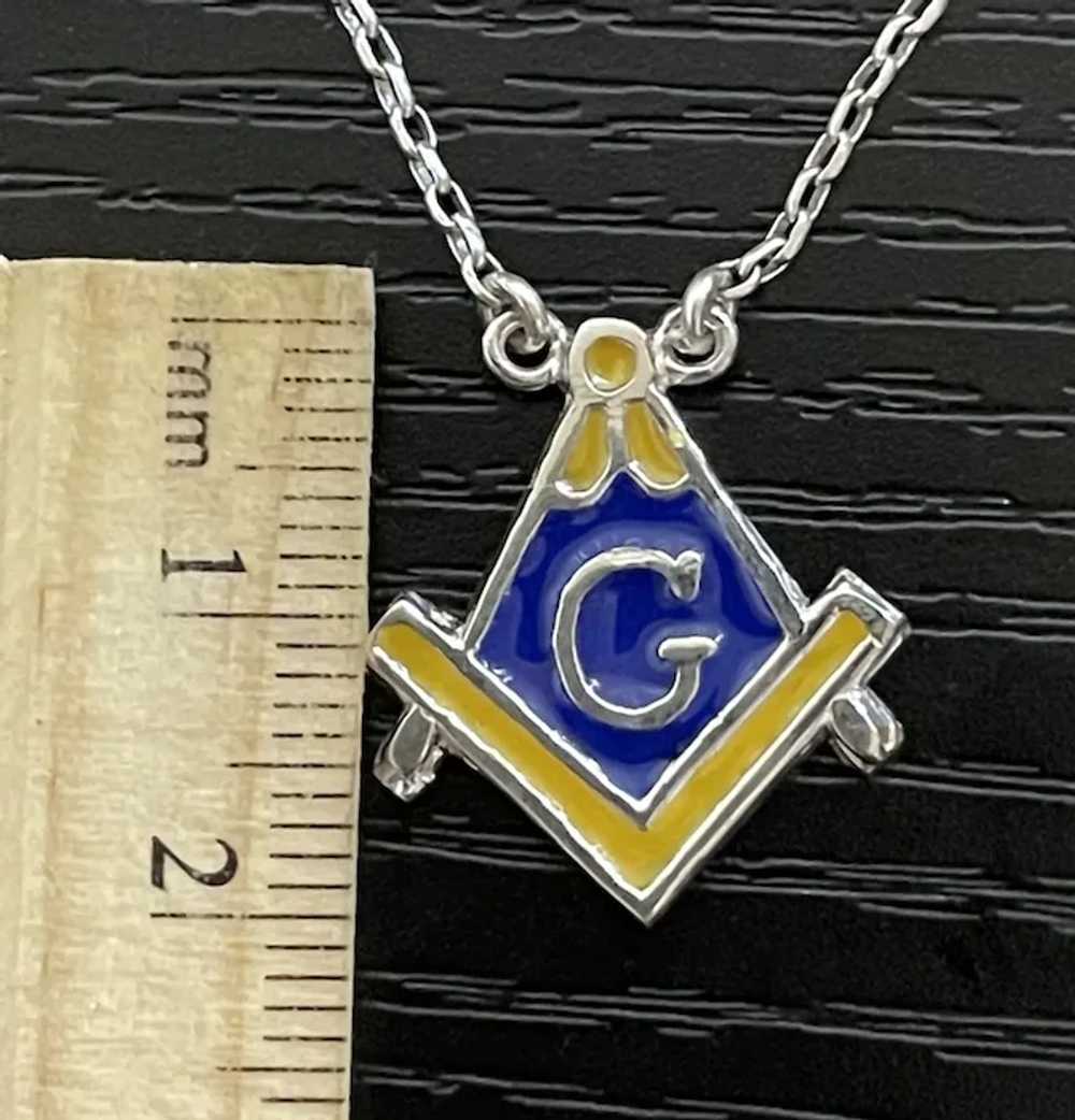 Masonic .925 Silver Enamel Pendant - image 2