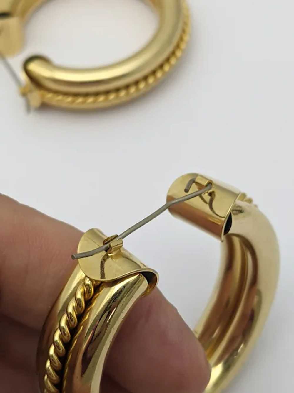 60s Huge Gold Tone Hoop Earrings - image 4