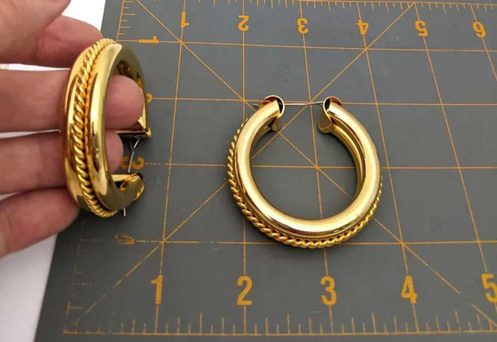 60s Huge Gold Tone Hoop Earrings - image 5
