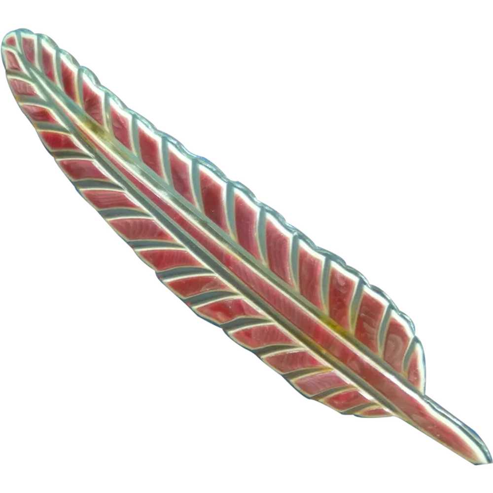 Early Deco Lucite Feather Pin - image 1