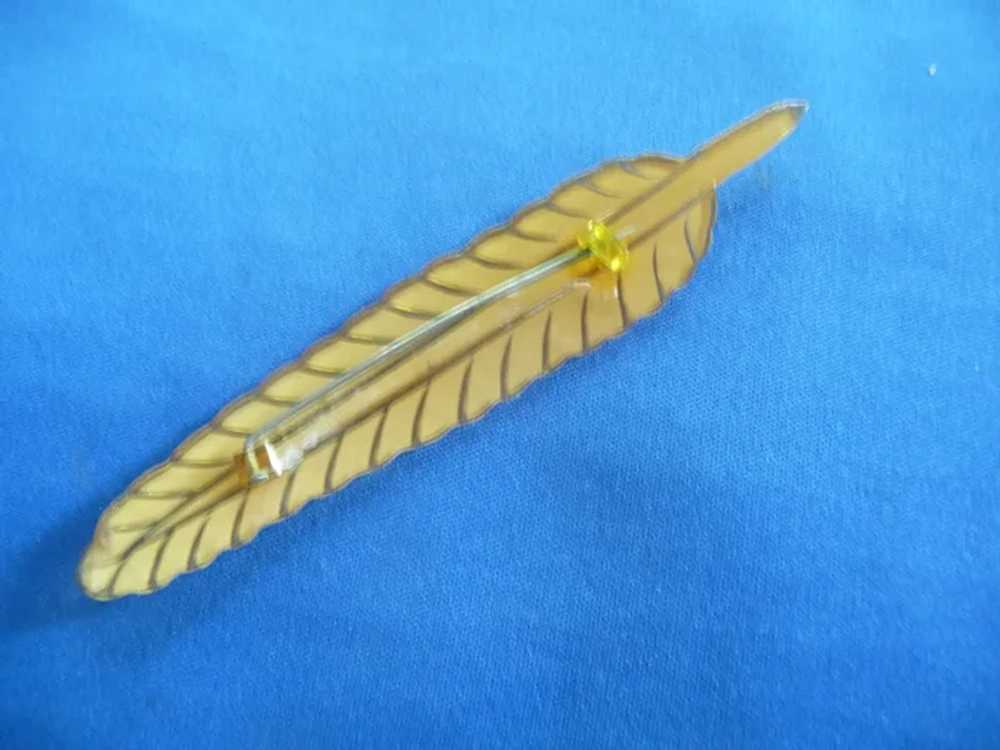 Early Deco Lucite Feather Pin - image 3