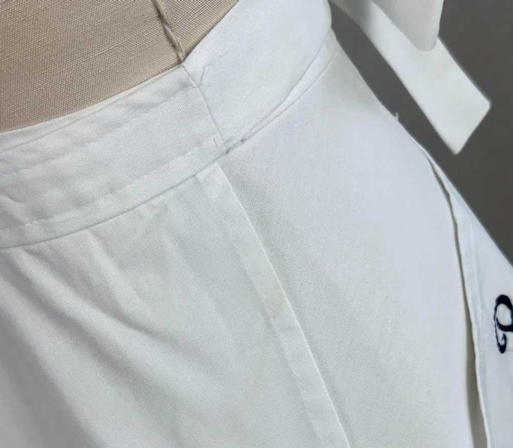 Vtg White Cotton Wrap Skirt, Monogrammed with R, … - image 7