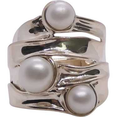 Designer Hagit Gorali Pearl Sterling Silver Ring
