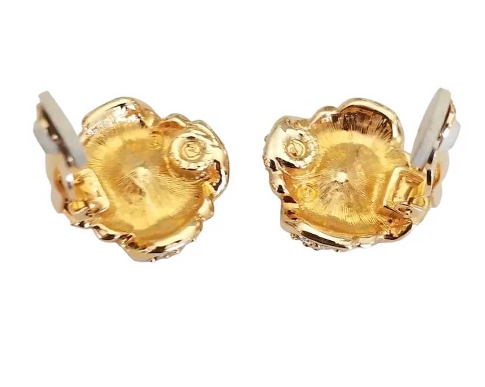 Swarovski Gold Tone Clear Crystal Flower Clip On … - image 5