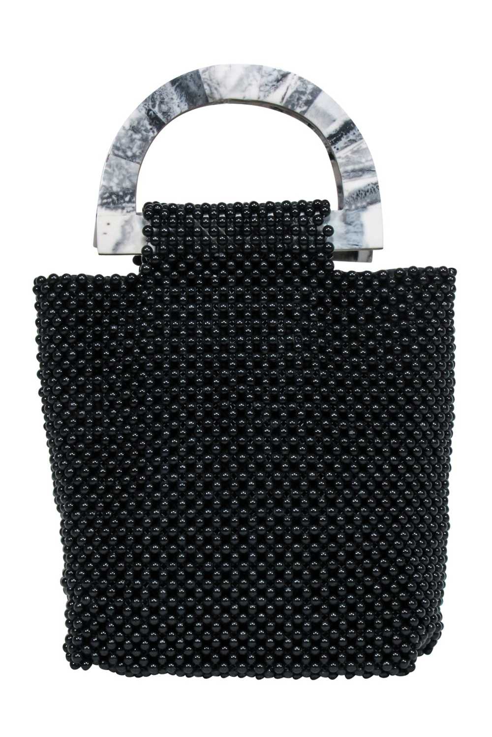 Cleobella - Black Beaded Handbag w/ Marble Handles - image 1