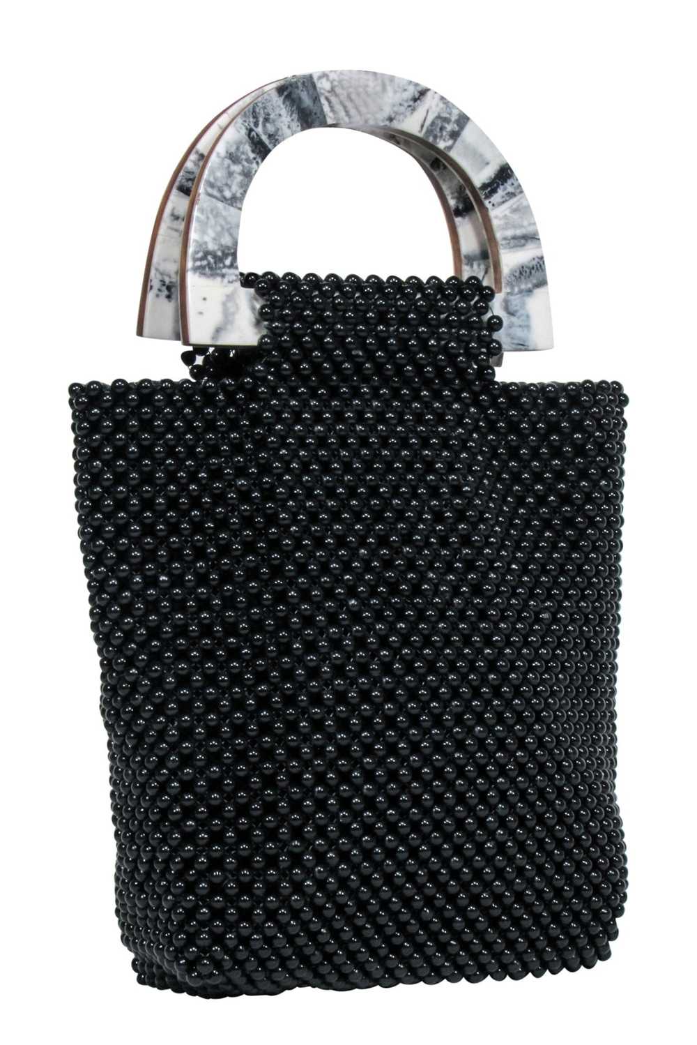 Cleobella - Black Beaded Handbag w/ Marble Handles - image 2