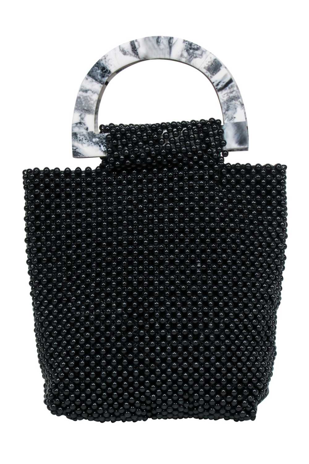 Cleobella - Black Beaded Handbag w/ Marble Handles - image 3