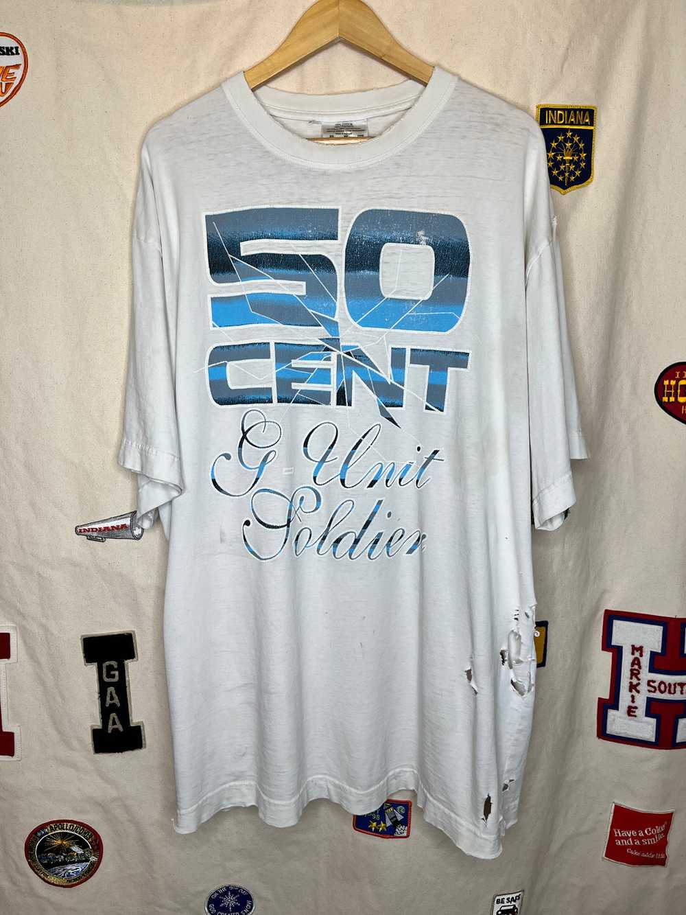 Vintage 50 Cent G Unit Soldier White Rap T-Shirt:… - image 1