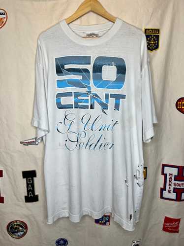 Vintage 50 Cent G Unit Soldier White Rap T-Shirt:… - image 1