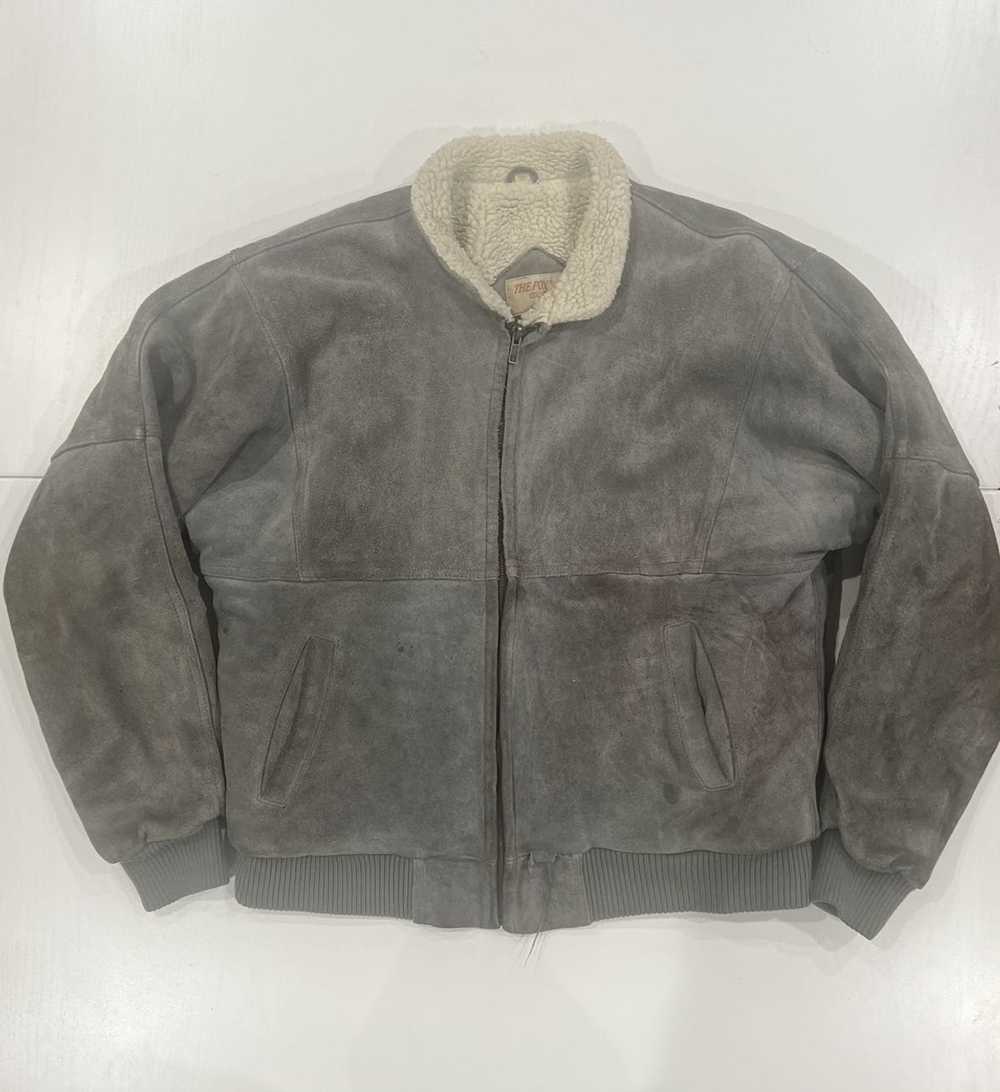 Vintage Fox Collection Grey Suede Bomber - image 1