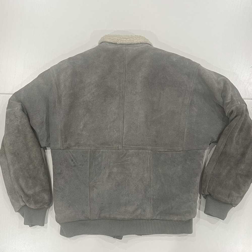 Vintage Fox Collection Grey Suede Bomber - image 2