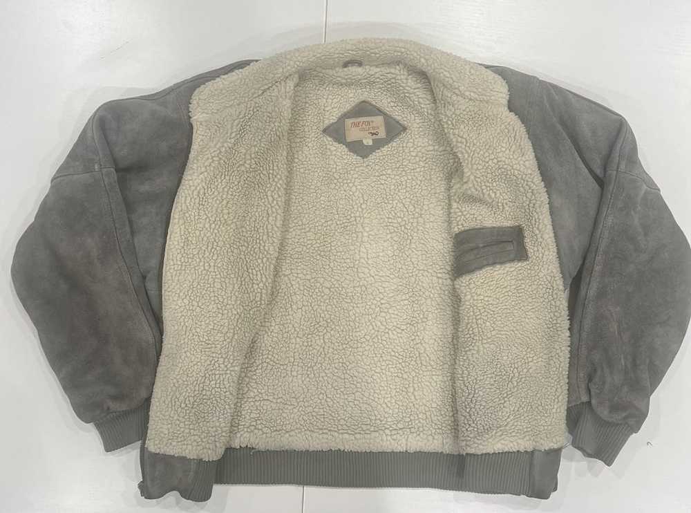 Vintage Fox Collection Grey Suede Bomber - image 3