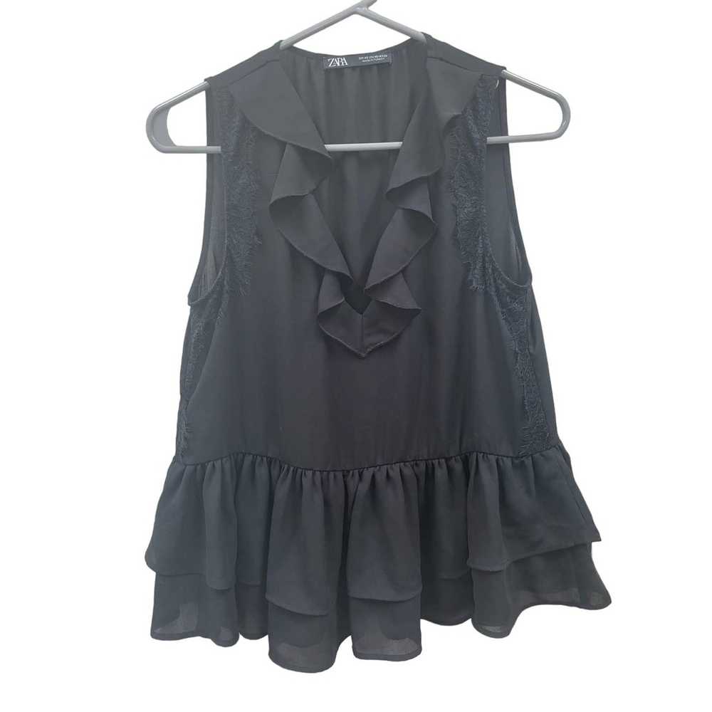 Zara ZARA Ruffled Lace Side Sleeveless Top w/ Pep… - image 3