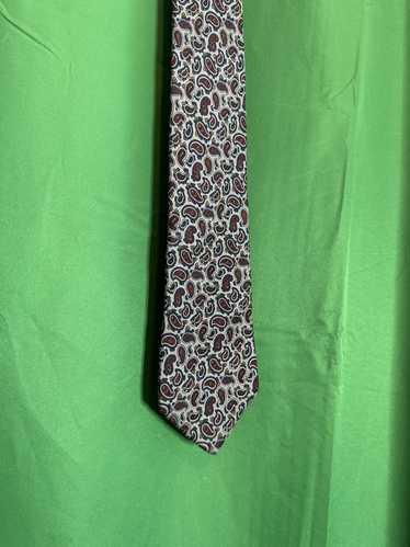 Dior CHRISTIAN DIOR silver paisley silk neck tie