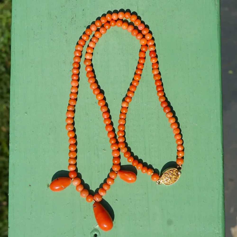 Natural Orange Coral Necklace With Coral Drops - image 11