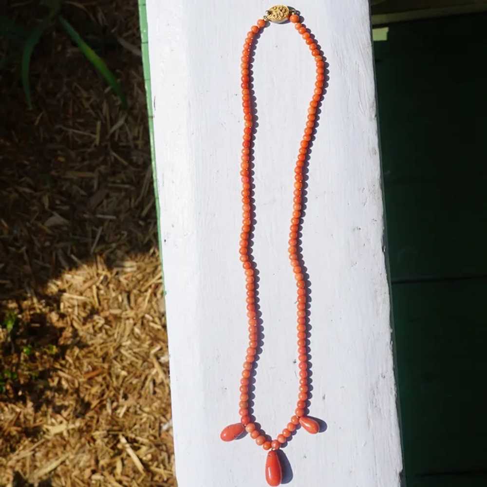 Natural Orange Coral Necklace With Coral Drops - image 2