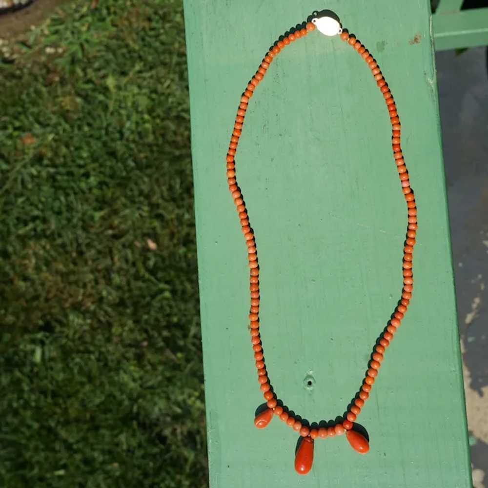 Natural Orange Coral Necklace With Coral Drops - image 5