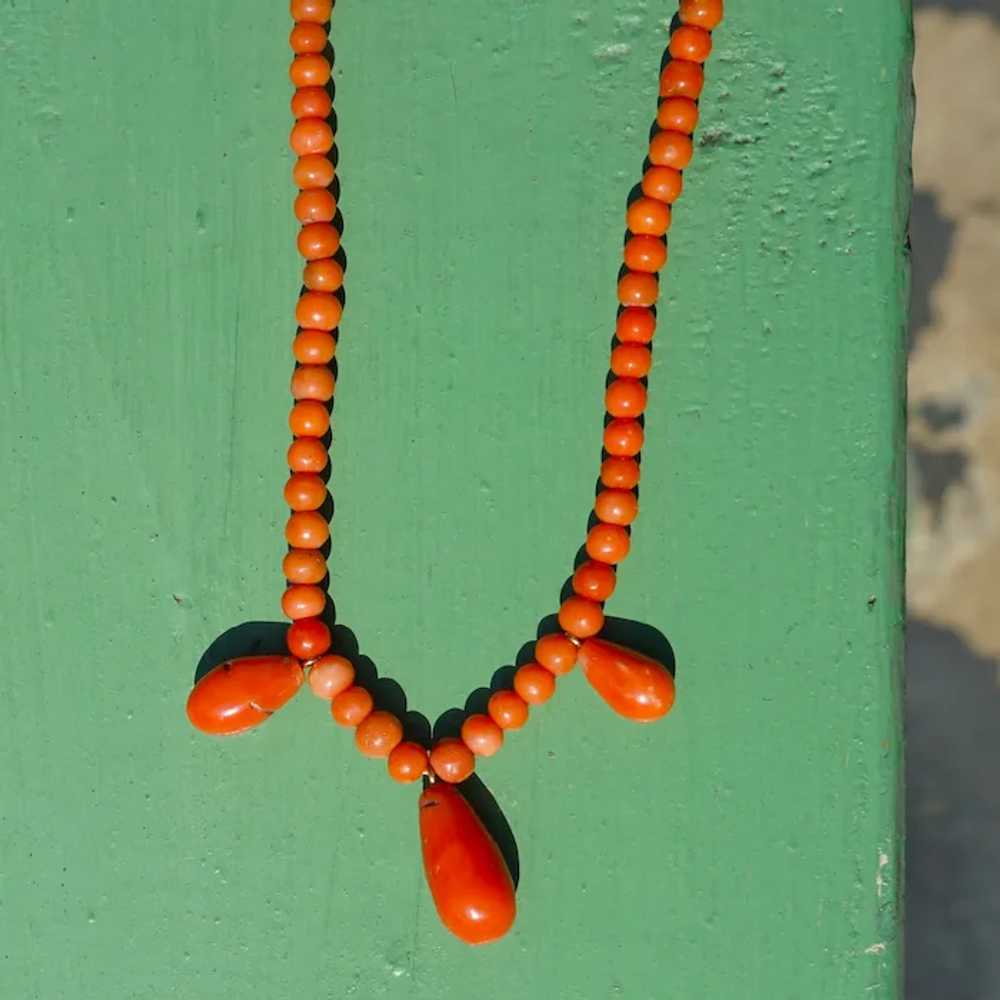 Natural Orange Coral Necklace With Coral Drops - image 6