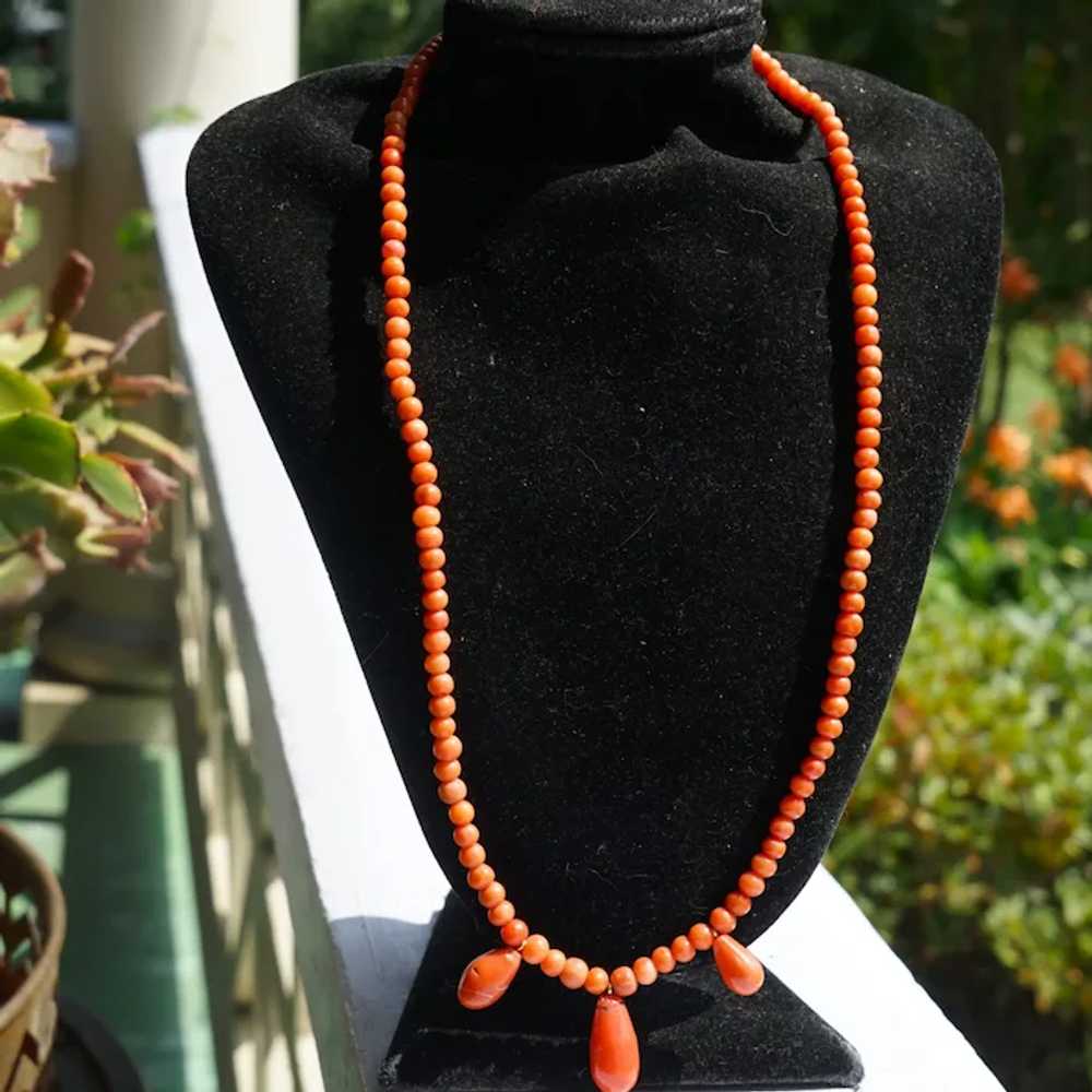 Natural Orange Coral Necklace With Coral Drops - image 7