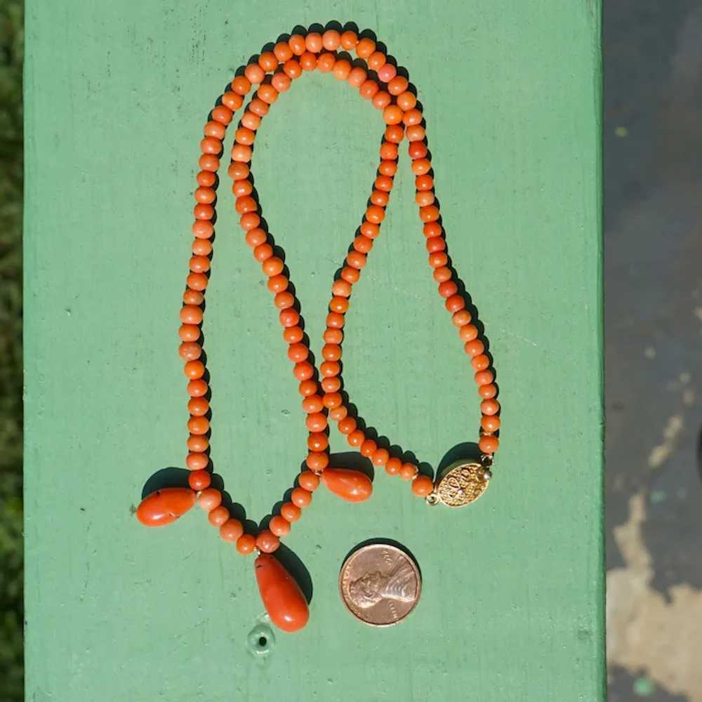 Natural Orange Coral Necklace With Coral Drops - image 8