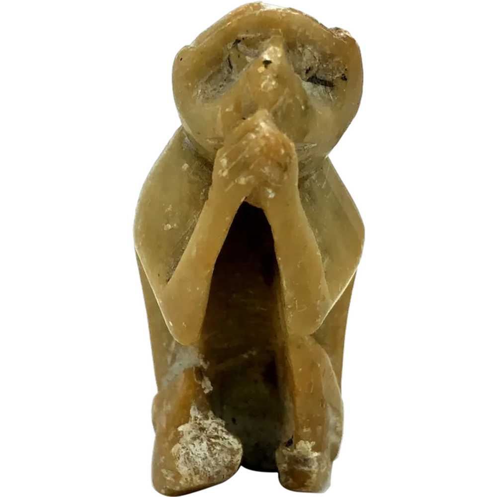 Vintage Carved Mutton Fat Nephrite Jade Monkey To… - image 1