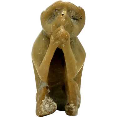 Vintage Carved Mutton Fat Nephrite Jade Monkey To… - image 1