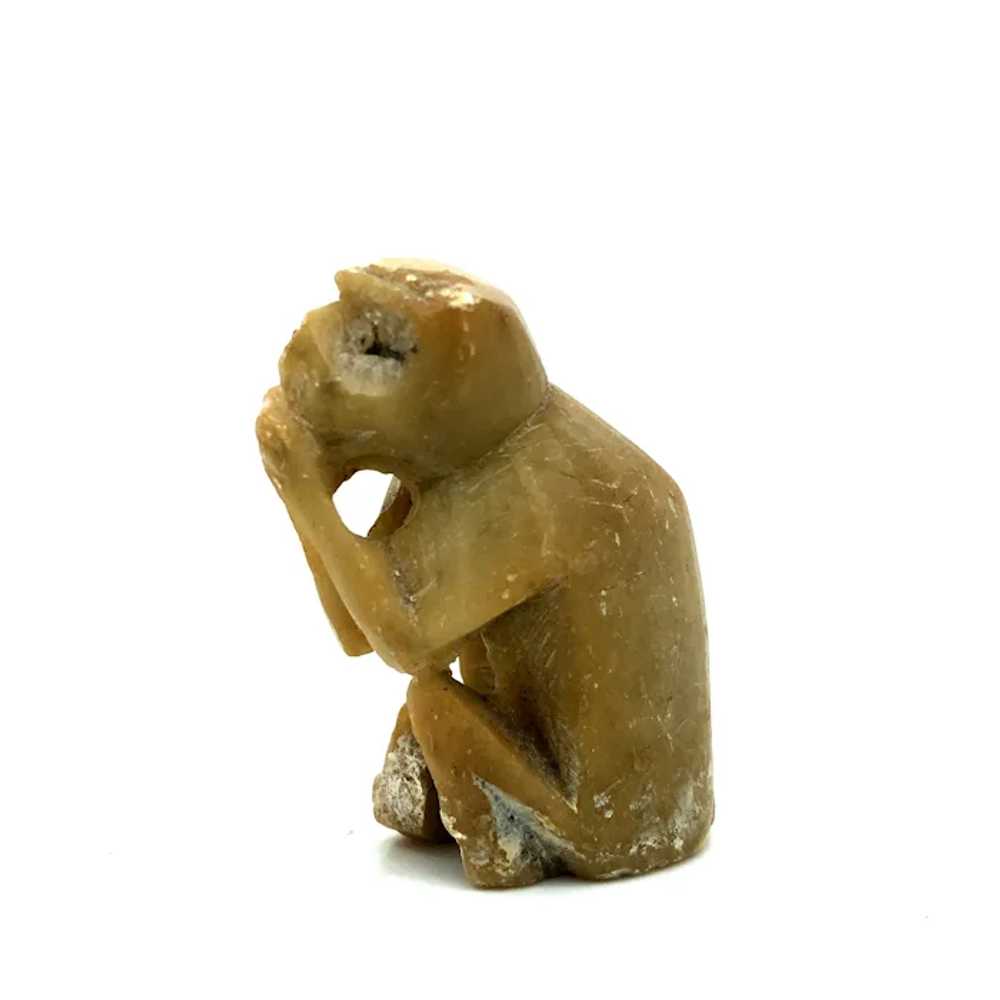 Vintage Carved Mutton Fat Nephrite Jade Monkey To… - image 3