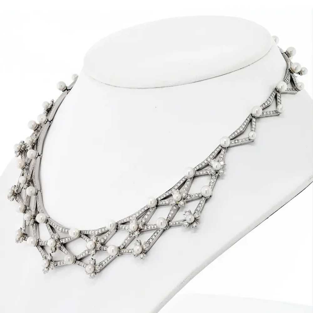 Tiffany & Co. Platinum Diamond And Pearl Collar B… - image 2