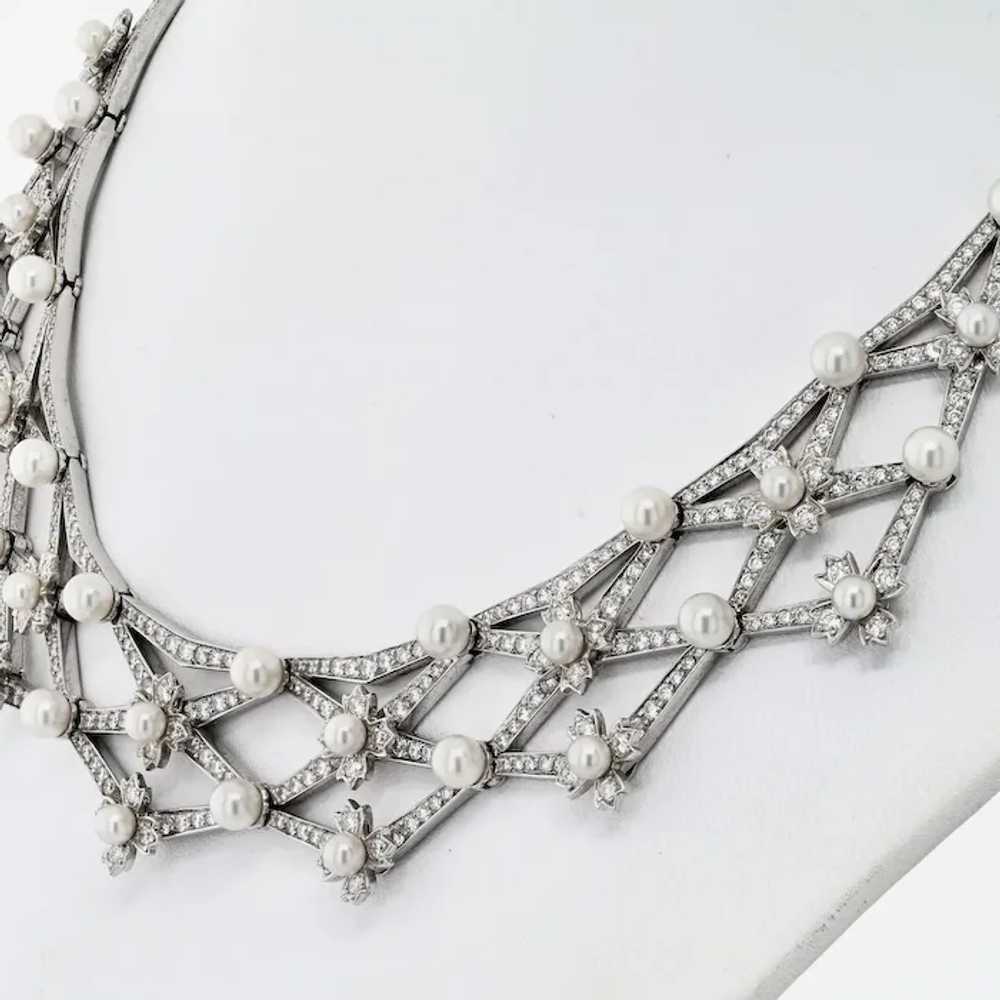 Tiffany & Co. Platinum Diamond And Pearl Collar B… - image 3