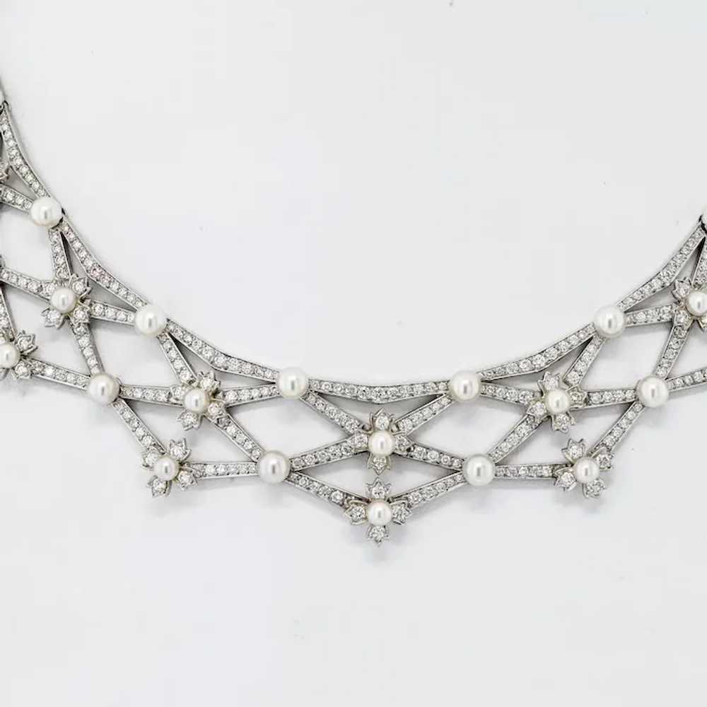 Tiffany & Co. Platinum Diamond And Pearl Collar B… - image 4
