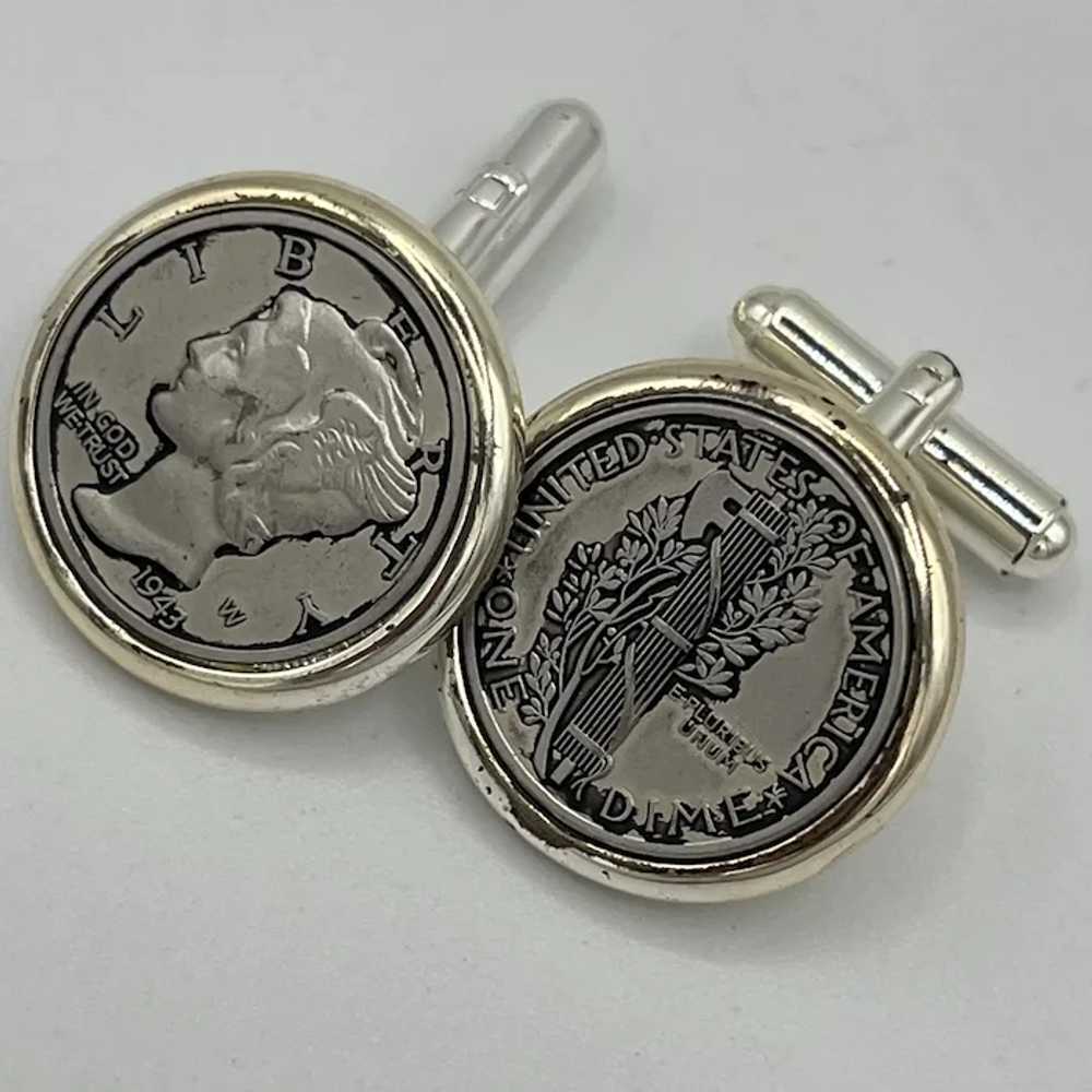 Vintage Ca1950's Cufflinks US 1943 Mercury Dimes - image 2