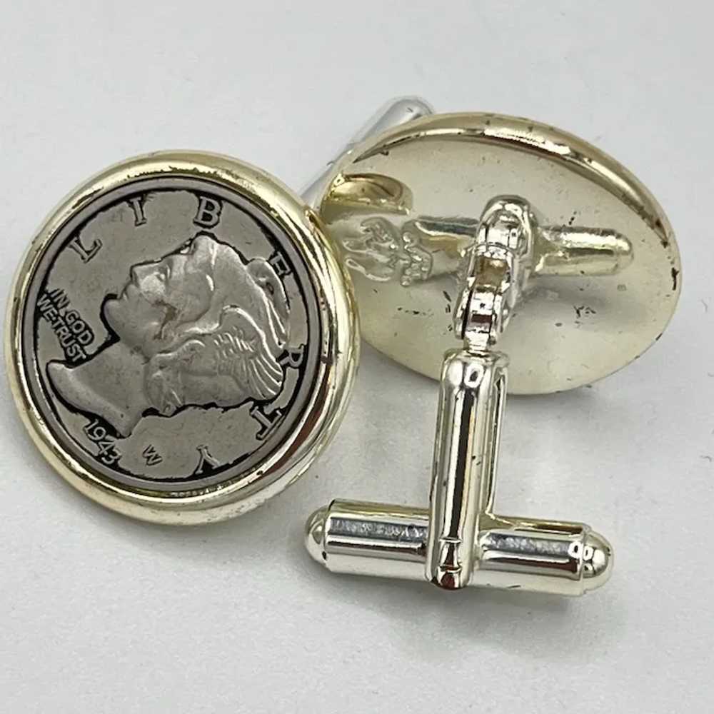 Vintage Ca1950's Cufflinks US 1943 Mercury Dimes - image 3