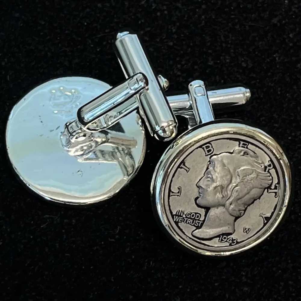 Vintage Ca1950's Cufflinks US 1943 Mercury Dimes - image 5