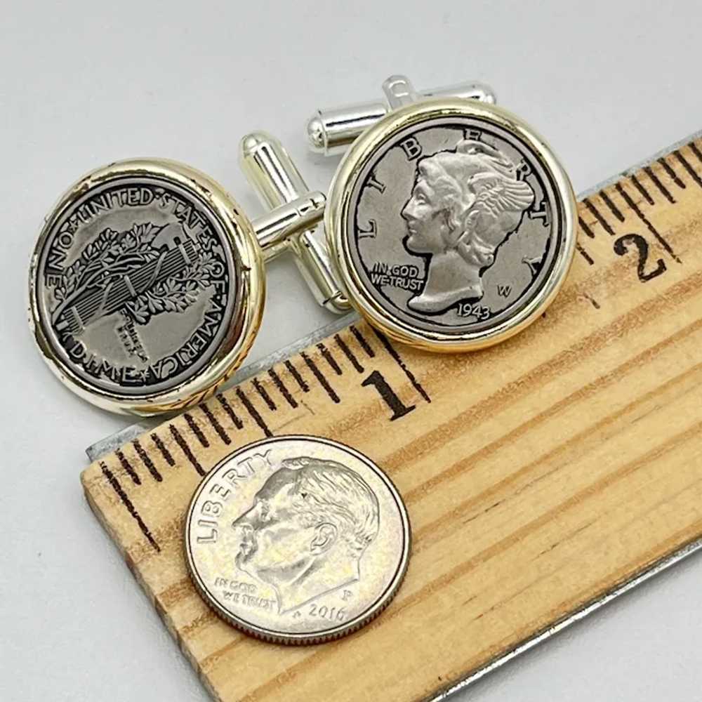 Vintage Ca1950's Cufflinks US 1943 Mercury Dimes - image 8